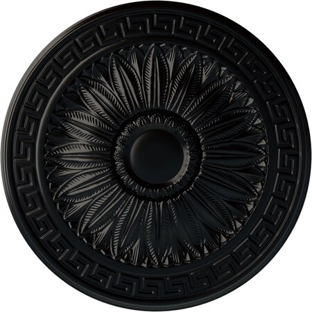 Ekena Millwork Randee Ceiling Medallion (Fits Canopies up to 3 7/8"), Hand-Painted Jet Black, 20"OD x 1 3/8"P CM20HABLF